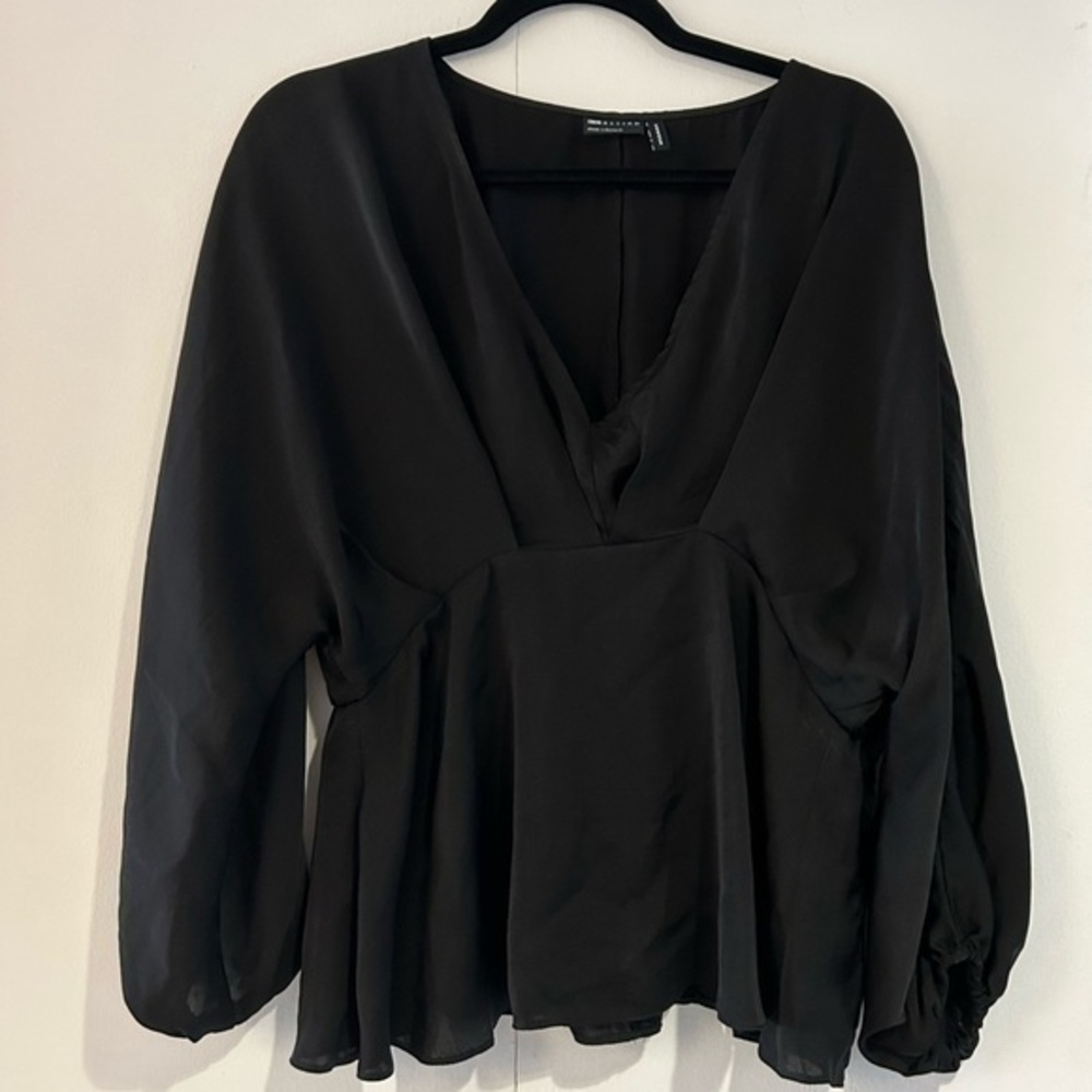 Asos Long Sleeve Dolman Sleeve Black Blouse Size 8